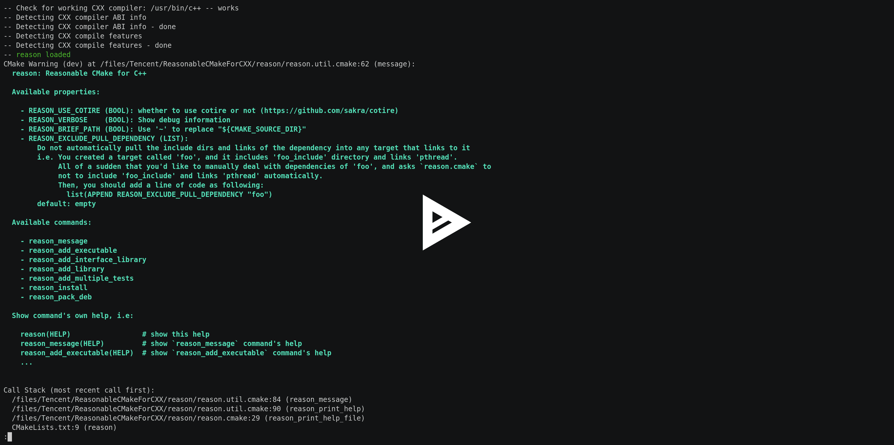 reason.cmake shows you the help!